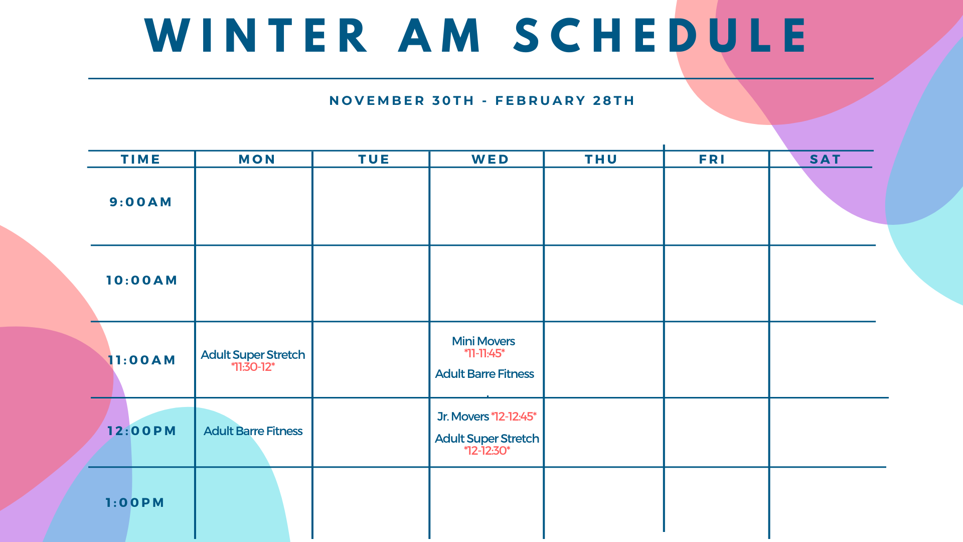 Schedule | The Movement Center of Sandy, Utah